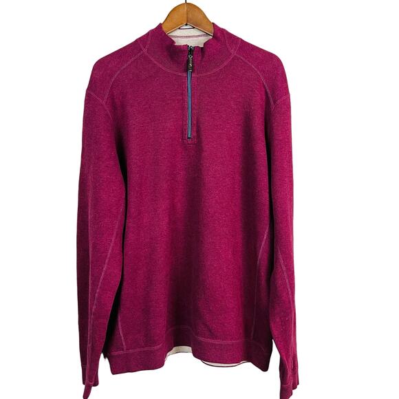 Tommy Bahama Reversible Half Zip Pullover Top Long Sleeve - L - Picture 1 of 7